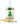 A clear glass bottle filled with wooden matches and topped with green match heads, featuring a white 'Merry Christmas' label with a green Christmas tree and gold stars. More matches with green tips are scattered in front on a white background.